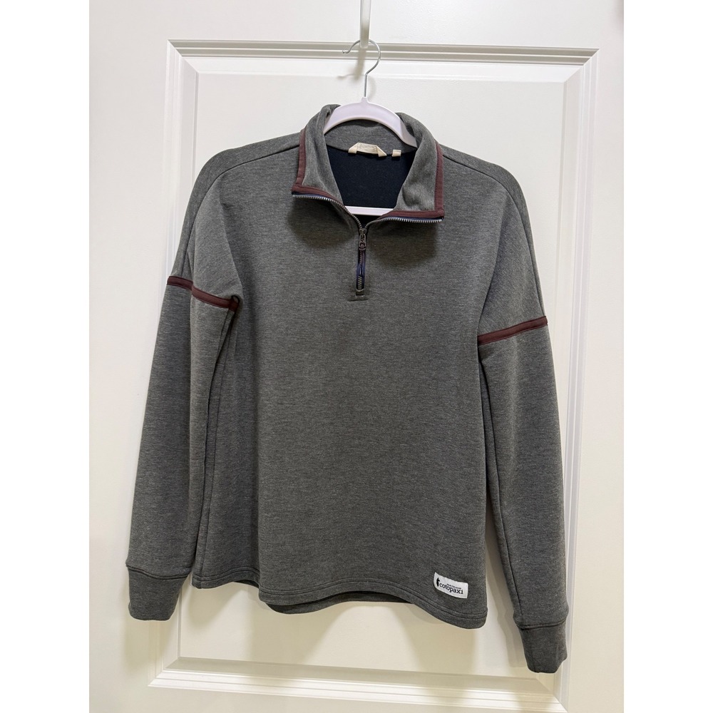 Cotopaxi Mens Small Gray Heather Quarter Zip Pullover Contrast Trim Mock Neck